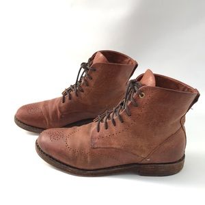 RAG&BONE brown leather ankle boot black duster bag